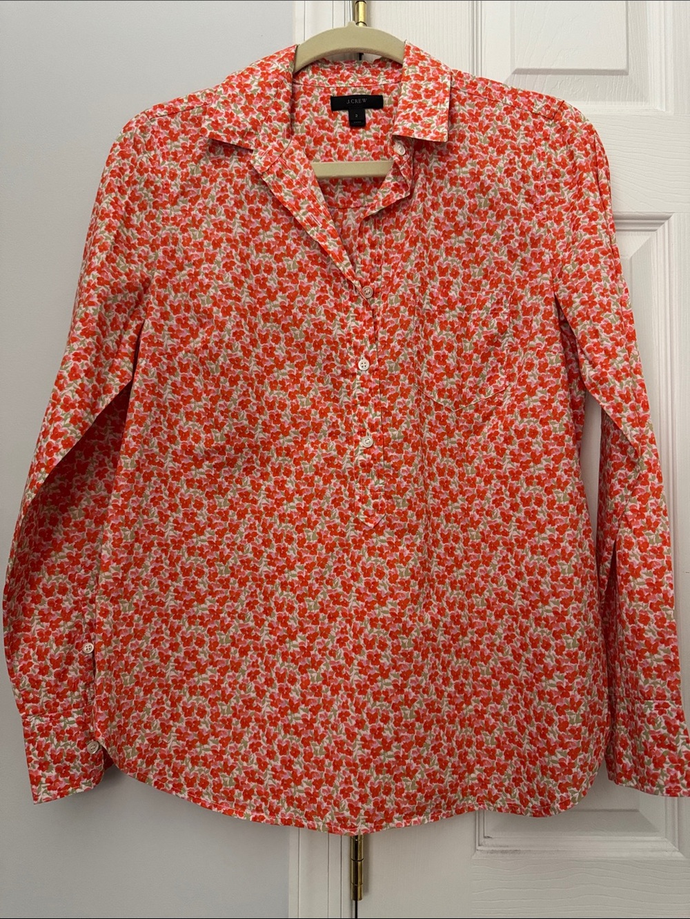 J. Crew Coral Floral Button-Down Shirt